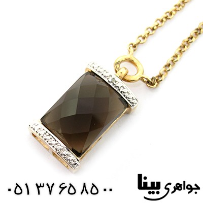 گردنبند چند جواهر کوارتز دودی و الماس زنانه مانی ایتالیایی _کد:8330