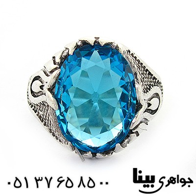 انگشتر کوارتز آبی مردانه درشت مدل مدرن _کد:8332