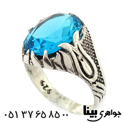 انگشتر کوارتز آبی مردانه درشت مدل مدرن _کد:8332