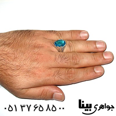 انگشتر کوارتز آبی مردانه درشت مدل مدرن _کد:8332