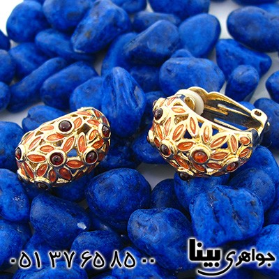 گوشواره چند جواهر یاقوت گارنت و الماس زنانه مانی ایتالیایی _کد:8336