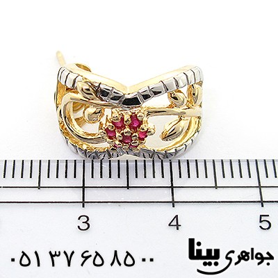 گوشواره چند جواهر یاقوت سرخ برمه و الماس زنانه مانی ایتالیایی _کد:8337