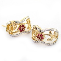 گوشواره چند جواهر یاقوت سرخ برمه و الماس زنانه مانی ایتالیایی 