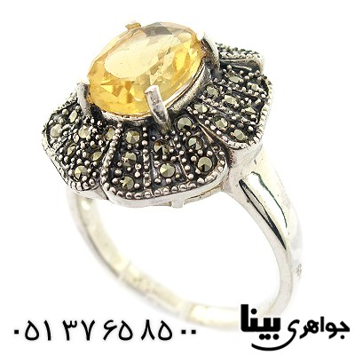 انگشتر سیترین زنانه مارکازیت هانگ مدل نیلوفر _کد:8344