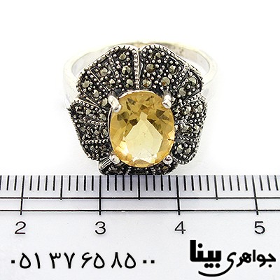 انگشتر سیترین زنانه مارکازیت هانگ مدل نیلوفر _کد:8344