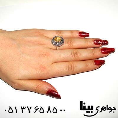 انگشتر سیترین زنانه مارکازیت هانگ مدل نیلوفر _کد:8344