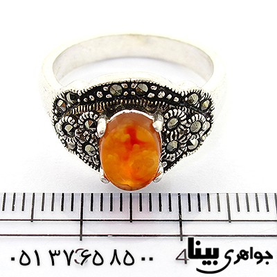 انگشتر عقیق یمنی زنانه مدل سه گل _کد:8349