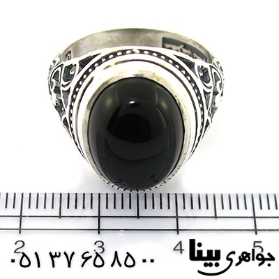 انگشتر عقیق سیاه (اونیکس) مردانه اسلیمی دور ساده _کد:8355