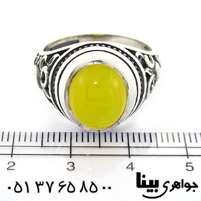 انگشتر عقیق شرف الشمس مردانه مدل گلبوته _کد:8359