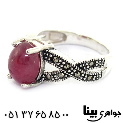 انگشتر یاقوت سرخ زلال مارکازیت هانگ _کد:8363