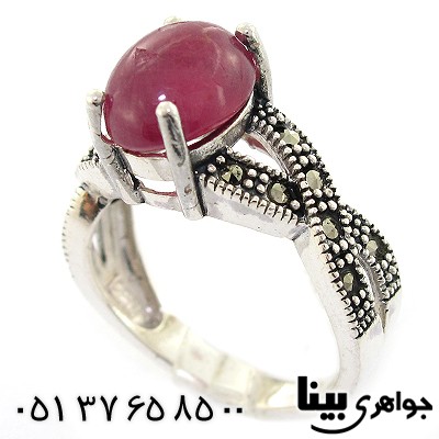 انگشتر یاقوت سرخ زلال مارکازیت هانگ _کد:8363
