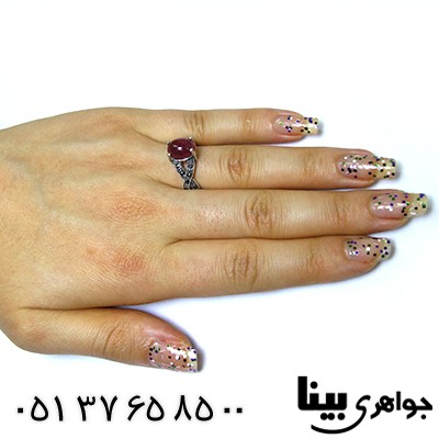 انگشتر یاقوت سرخ زلال مارکازیت هانگ _کد:8363