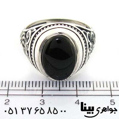 انگشتر عقیق سیاه (اونیکس) مردانه اسلیمی مدل بوستان _کد:8374