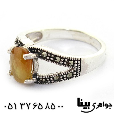 انگشتر یاقوت زرد زنانه مارکازیت هانگ _کد:8394