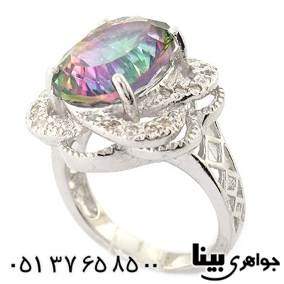 انگشتر توپاز هفت رنگ زنانه درشت رادیوم لوکس _کد:8396