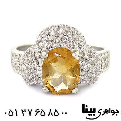 انگشتر سیترین زنانه مدل تاج رادیوم لوکس _کد:8406