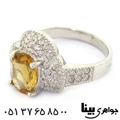 انگشتر سیترین زنانه مدل تاج رادیوم لوکس _کد:8406
