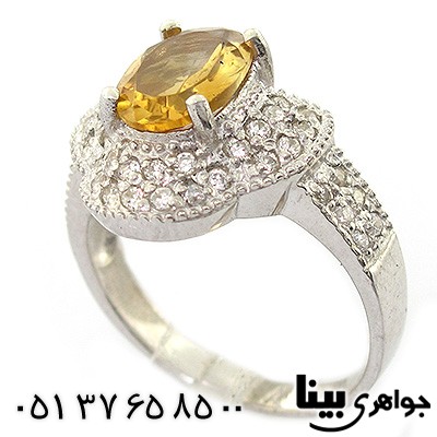انگشتر سیترین زنانه مدل تاج رادیوم لوکس _کد:8406