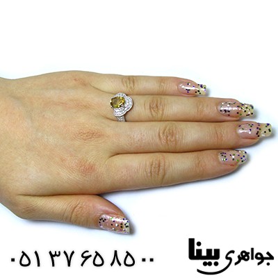 انگشتر سیترین زنانه مدل تاج رادیوم لوکس _کد:8406