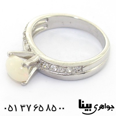 انگشتر اوپال هفت رنگ عالی زنانه مدل تاج رادیوم لوکس _کد:8411