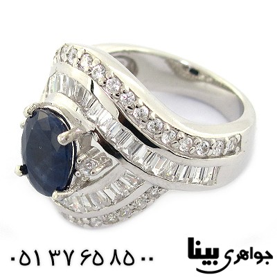 انگشتر یاقوت کبود زنانه درشت رادیوم لوکس _کد:8412