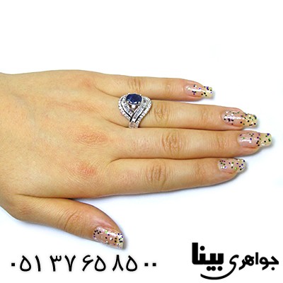 انگشتر یاقوت کبود زنانه درشت رادیوم لوکس _کد:8412