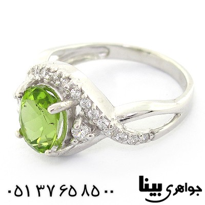 انگشتر زبرجد زنانه مدل پیچ رادیوم لوکس _کد:8426