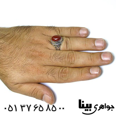 انگشتر عقیق قرمز مردانه یا ابالفضل العباس _کد:8435