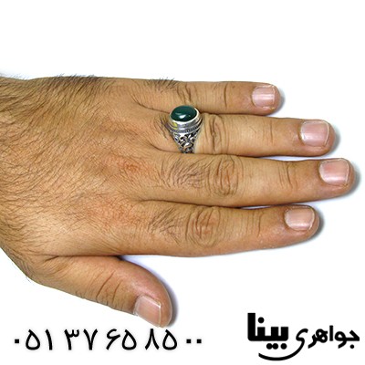 انگشتر عقیق سبز مردانه اسلیمی دور ساده _کد:8437