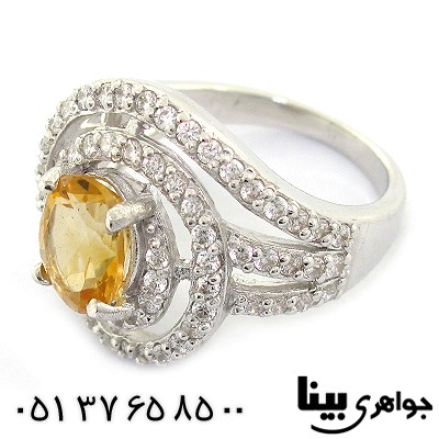 انگشتر سیترین زنانه درشت رادیوم لوکس _کد:8438