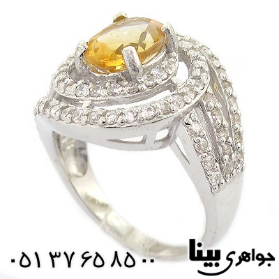 انگشتر سیترین زنانه درشت رادیوم لوکس _کد:8438