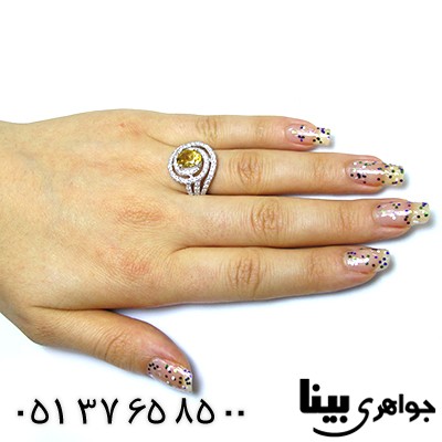 انگشتر سیترین زنانه درشت رادیوم لوکس _کد:8438