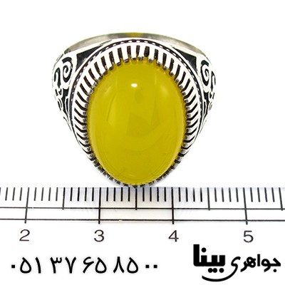 انگشتر عقیق شرف الشمس مردانه درشت اسلیمی _کد:8439