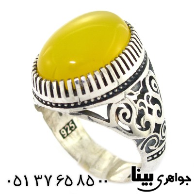 انگشتر عقیق شرف الشمس مردانه درشت اسلیمی _کد:8439