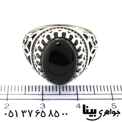 انگشتر عقیق سیاه (اونیکس) مردانه اسلیمی _کد:8440