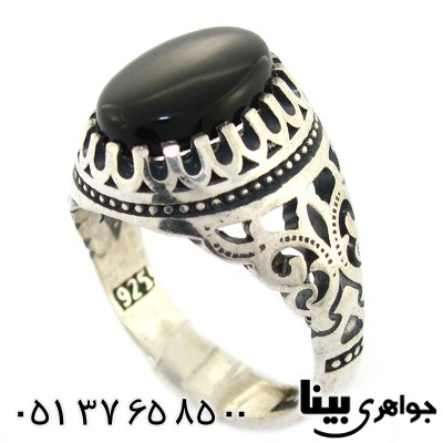 انگشتر عقیق سیاه (اونیکس) مردانه اسلیمی _کد:8440