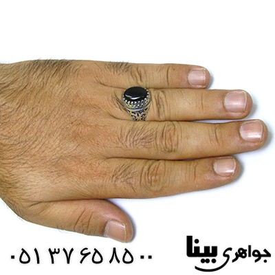 انگشتر عقیق سیاه (اونیکس) مردانه اسلیمی _کد:8440