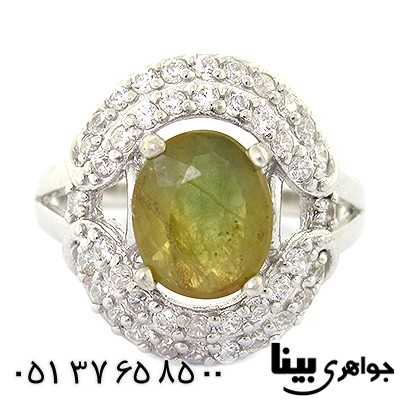 انگشتر یاقوت زرد عالی زنانه درشت رودیوم لوکس _کد:8441