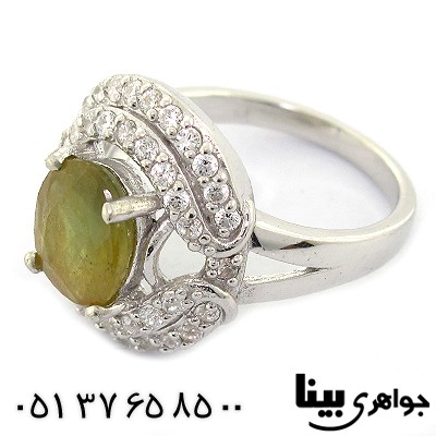 انگشتر یاقوت زرد عالی زنانه درشت رودیوم لوکس _کد:8441