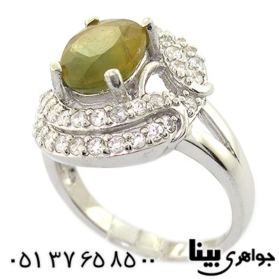 انگشتر یاقوت زرد عالی زنانه درشت رودیوم لوکس _کد:8441