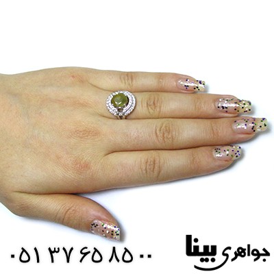 انگشتر یاقوت زرد عالی زنانه درشت رودیوم لوکس _کد:8441