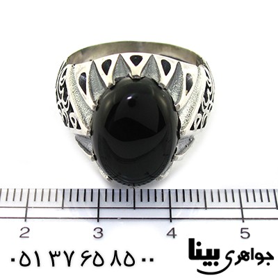 انگشتر عقیق سیاه (اونیکس) مردانه درشت دور اشکی _کد:8444