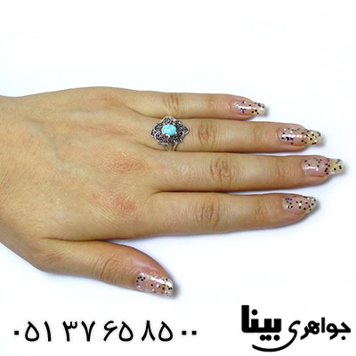 انگشتر فیروزه نیشابوری زنانه مارکازیتی _کد:8445