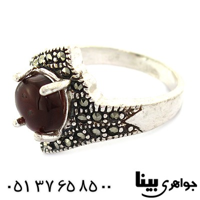 انگشتر عقیق یمنی زنانه مارکازیتی _کد:8448