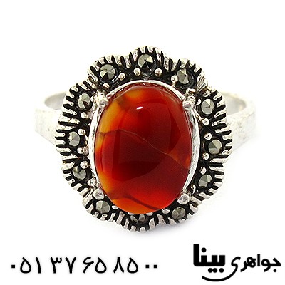 انگشتر عقیق شجری زنانه مارکازیتی _کد:8451