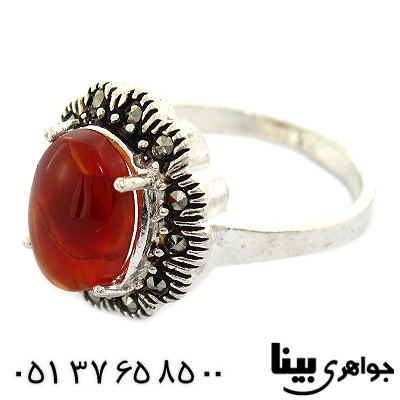 انگشتر عقیق شجری زنانه مارکازیتی _کد:8451