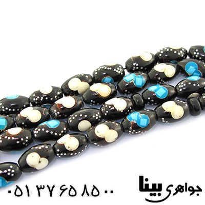 تسبیح یسر 33 دانه ای نقره کوب و مرصع کاری فیروزه و عاج _کد:8461