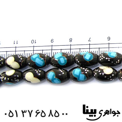 تسبیح یسر 33 دانه ای نقره کوب و مرصع کاری فیروزه و عاج _کد:8461