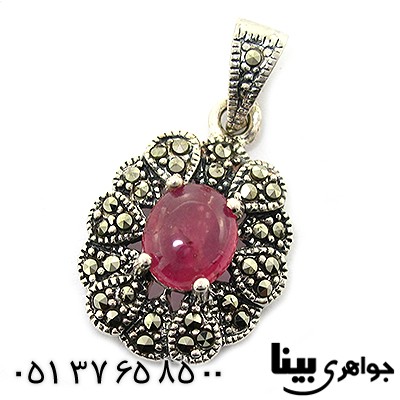 گردنبند یاقوت سرخ زلال زنانه مارکازیت هانگ _کد:8462