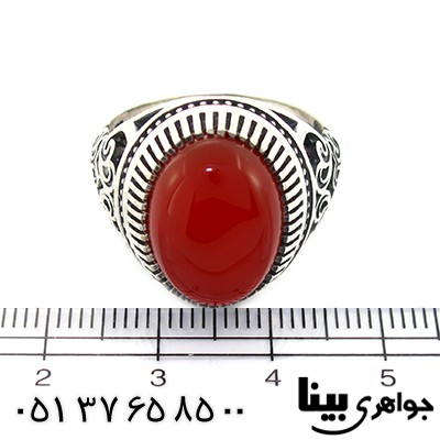 انگشتر عقیق قرمز خراسانی عالی مردانه اسلیمی _کد:8471